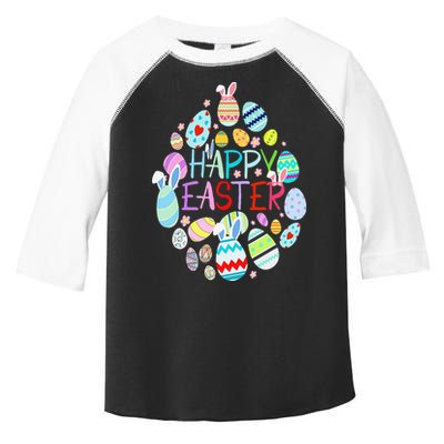 Happy Easter Eggs Bunny Ears Funny Easter Eggs Toddler Fine Jersey T-Shirt