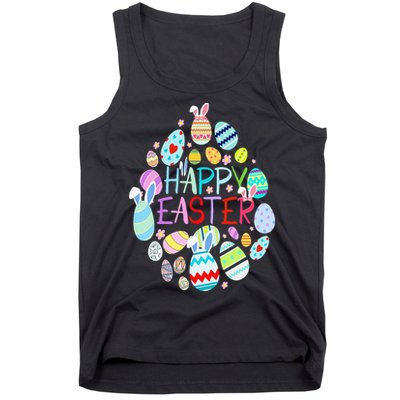 Happy Easter Eggs Bunny Ears Funny Easter Eggs Tank Top