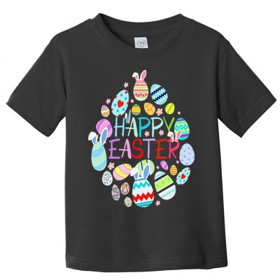 Happy Easter Eggs Bunny Ears Funny Easter Eggs Toddler T-Shirt