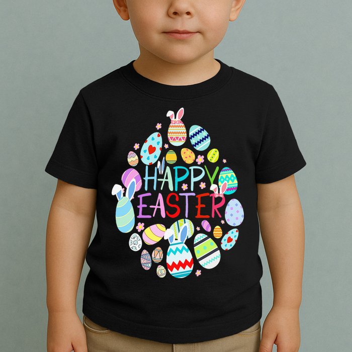 Happy Easter Eggs Bunny Ears Funny Easter Eggs Toddler T-Shirt