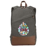 Happy Easter Eggs Bunny Ears Funny Easter Eggs Cotton Canvas Backpack