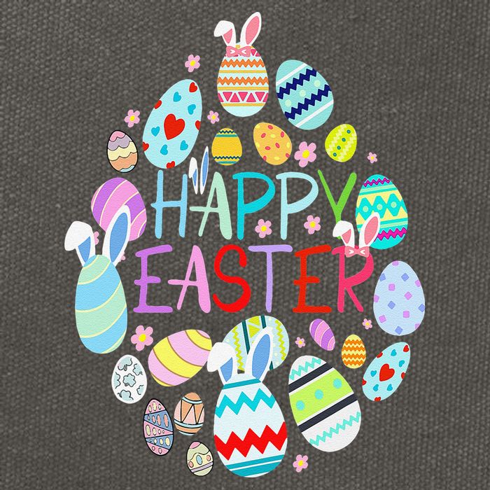 Happy Easter Eggs Bunny Ears Funny Easter Eggs Cotton Canvas Backpack