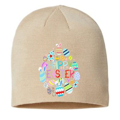 Happy Easter Eggs Bunny Ears Funny Easter Eggs Sustainable Beanie