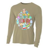 Happy Easter Eggs Bunny Ears Funny Easter Eggs Cooling Performance Long Sleeve Crew