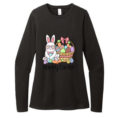 Happy Easter Egg Basket Bunny Ears Easter Day Womens CVC Long Sleeve Shirt