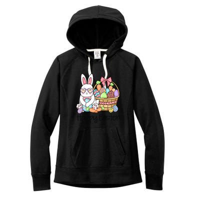 Happy Easter Egg Basket Bunny Ears Easter Day Women's Fleece Hoodie