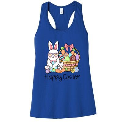 Happy Easter Egg Basket Bunny Ears Easter Day Women's Racerback Tank