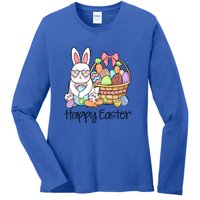 Happy Easter Egg Basket Bunny Ears Easter Day Ladies Long Sleeve Shirt