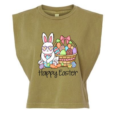 Happy Easter Egg Basket Bunny Ears Easter Day Garment-Dyed Women's Muscle Tee