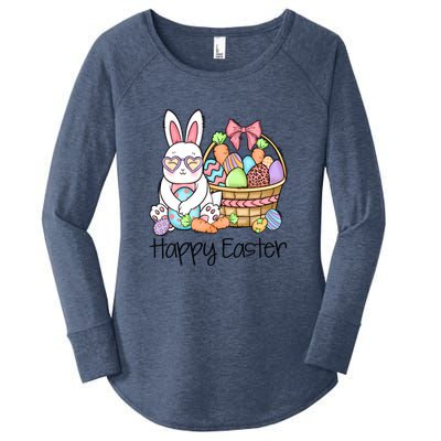 Happy Easter Egg Basket Bunny Ears Easter Day Women's Perfect Tri Tunic Long Sleeve Shirt