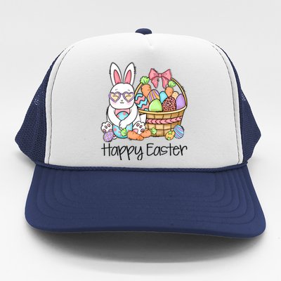 Happy Easter Egg Basket Bunny Ears Easter Day Trucker Hat