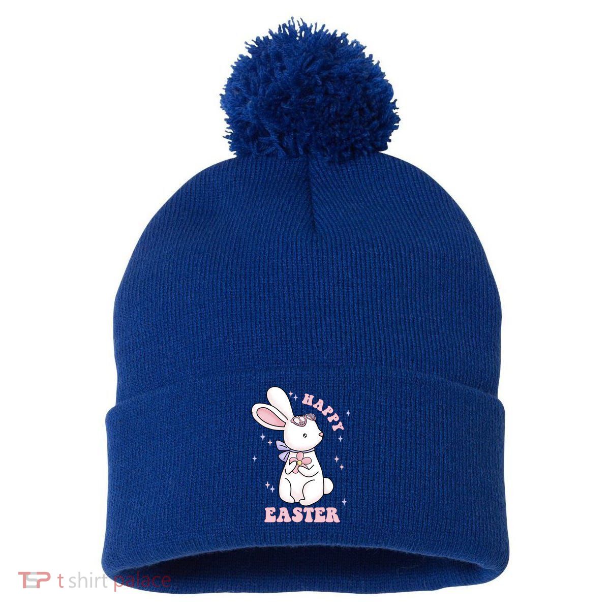Happy Easter Easter Sunday Pom Pom 12in Knit Beanie