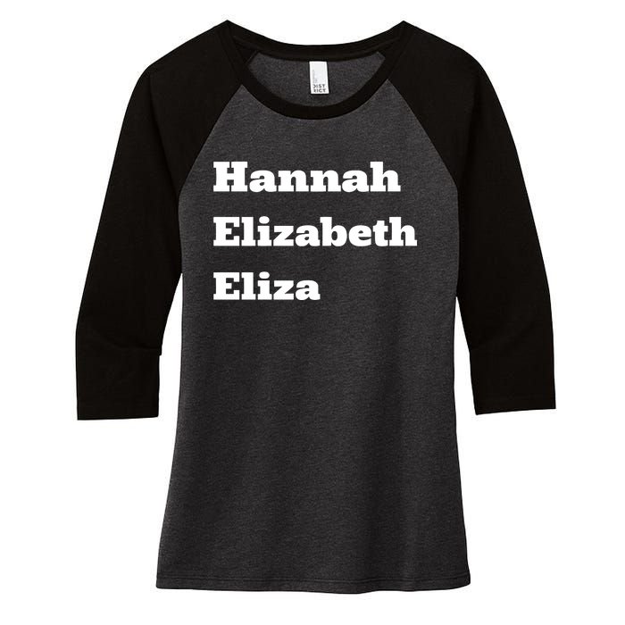 Hannah Elizabeth Eliza Women's Tri-Blend 3/4-Sleeve Raglan Shirt