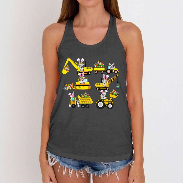 Heavy Equipment Easter Construction Vehicle Egg Women's Knotted Racerback Tank