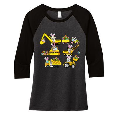 Heavy Equipment Easter Construction Vehicle Egg Women's Tri-Blend 3/4-Sleeve Raglan Shirt