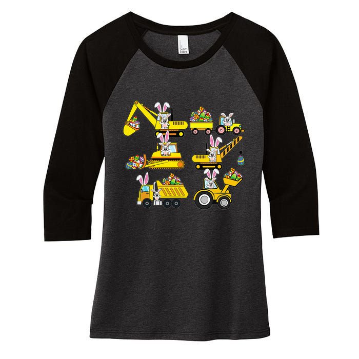 Heavy Equipment Easter Construction Vehicle Egg Women's Tri-Blend 3/4-Sleeve Raglan Shirt