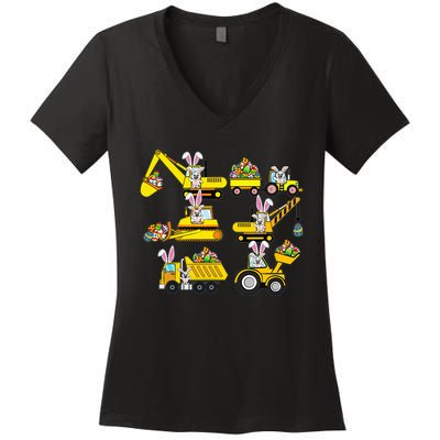 Heavy Equipment Easter Construction Vehicle Egg Women's V-Neck T-Shirt