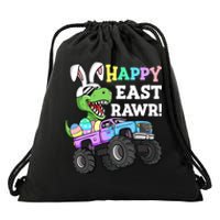 Happy Eastrawr Easter Eggs Monster Truck T Rex Bunny Drawstring Bag