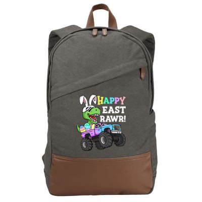 Happy Eastrawr Easter Eggs Monster Truck T Rex Bunny Cotton Canvas Backpack