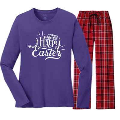 Happy Easter Egg Holiday Women's Long Sleeve Flannel Pajama Set 