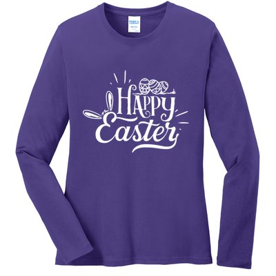 Happy Easter Egg Holiday Ladies Long Sleeve Shirt