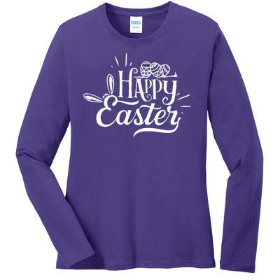 Happy Easter Egg Holiday Ladies Long Sleeve Shirt