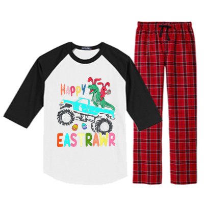 Happy Eastrawr Funny Easter Trex Monster Truck Raglan Sleeve Pajama Set