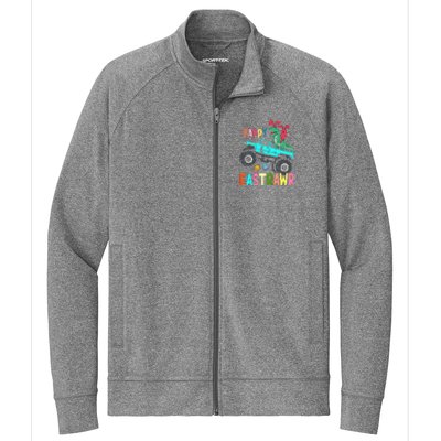 Happy Eastrawr Funny Easter Trex Monster Truck Stretch Full-Zip Cadet Jacket