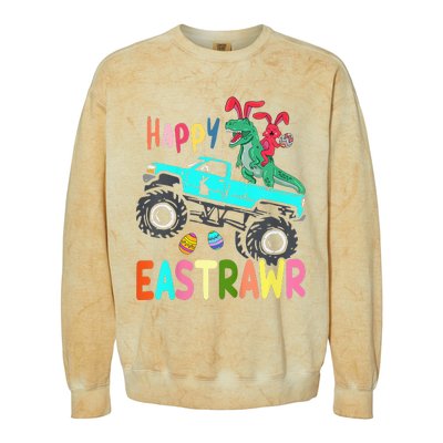 Happy Eastrawr Funny Easter Trex Monster Truck Colorblast Crewneck Sweatshirt