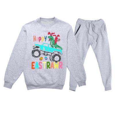 Happy Eastrawr Funny Easter Trex Monster Truck Premium Crewneck Sweatsuit Set