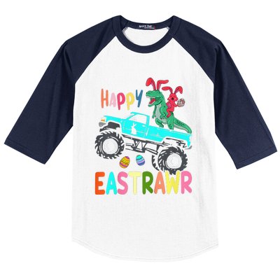 Happy Eastrawr Funny Easter Trex Monster Truck Baseball Sleeve Shirt