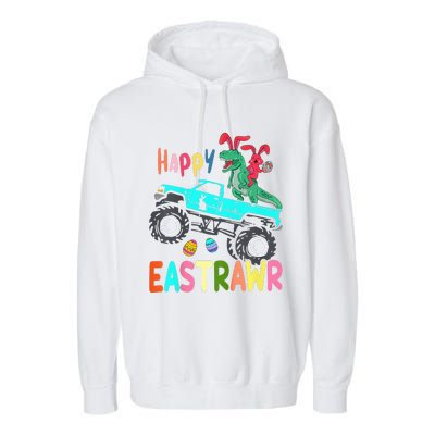 Happy Eastrawr Funny Easter Trex Monster Truck Garment-Dyed Fleece Hoodie