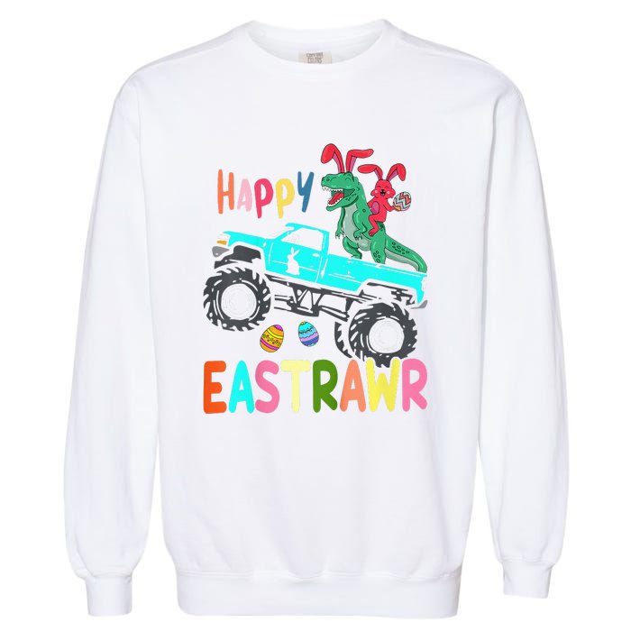 Happy Eastrawr Funny Easter Trex Monster Truck Garment-Dyed Sweatshirt