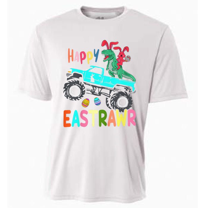 Happy Eastrawr Funny Easter Trex Monster Truck Cooling Performance Crew T-Shirt