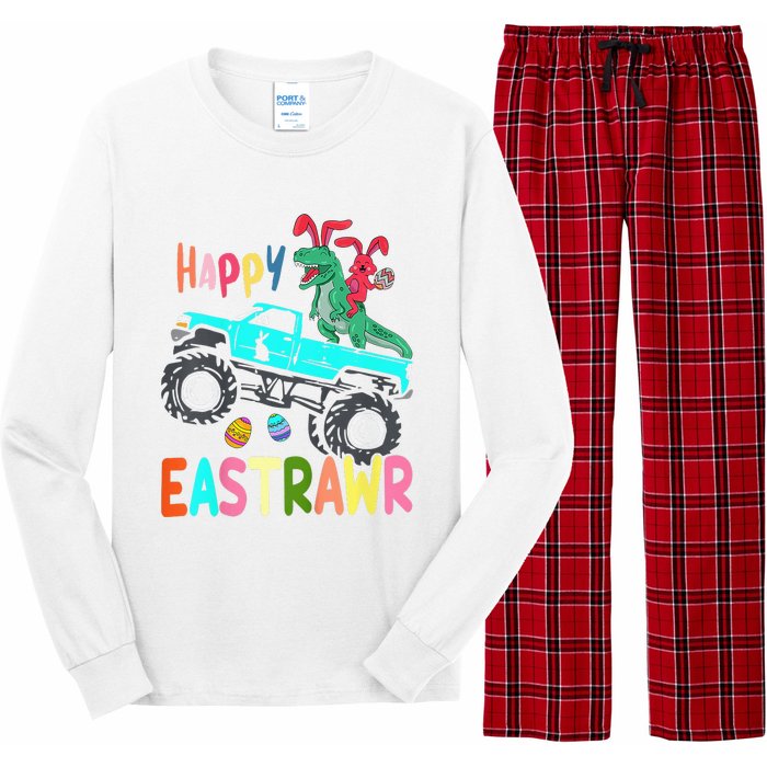 Happy Eastrawr Funny Easter Trex Monster Truck Long Sleeve Pajama Set