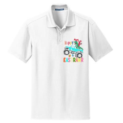 Happy Eastrawr Funny Easter Trex Monster Truck Dry Zone Grid Polo