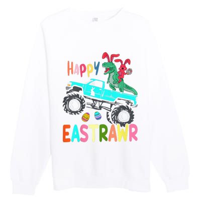 Happy Eastrawr Funny Easter Trex Monster Truck Premium Crewneck Sweatshirt