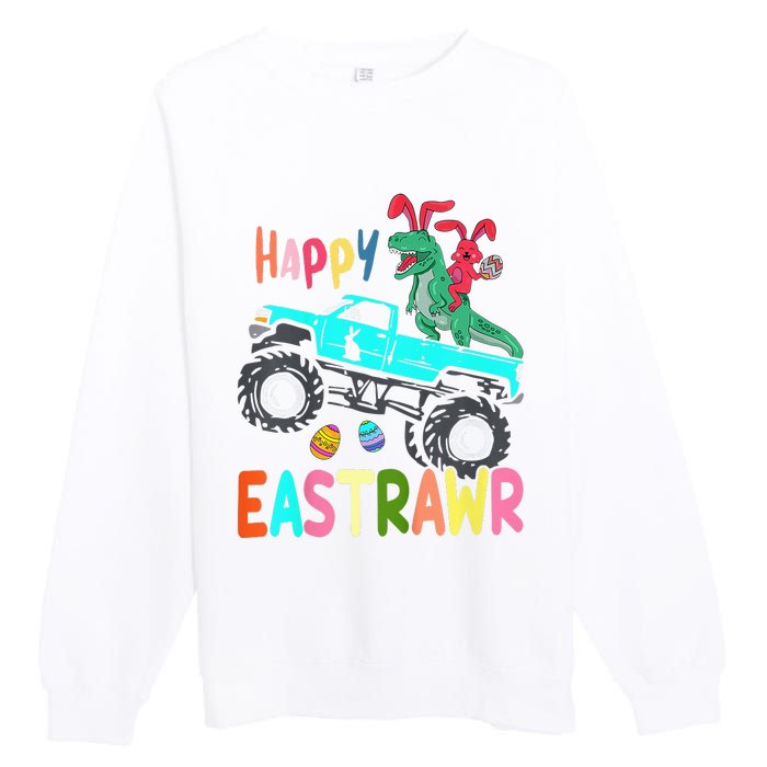 Happy Eastrawr Funny Easter Trex Monster Truck Premium Crewneck Sweatshirt