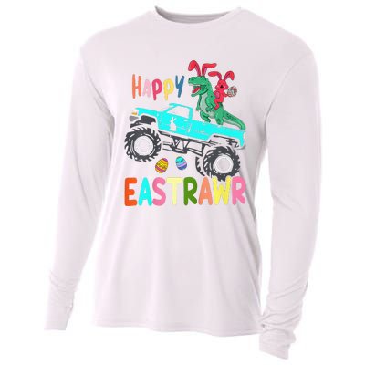 Happy Eastrawr Funny Easter Trex Monster Truck Cooling Performance Long Sleeve Crew