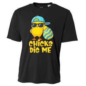 Happy Easter Funny Chicks Dig Me Easter Cooling Performance Crew T-Shirt