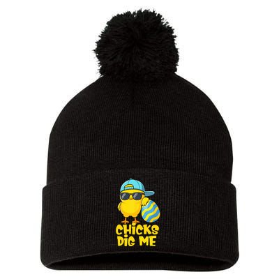 Happy Easter Funny Chicks Dig Me Easter Pom Pom 12in Knit Beanie