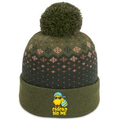 Happy Easter Funny Chicks Dig Me Easter The Baniff Cuffed Pom Beanie