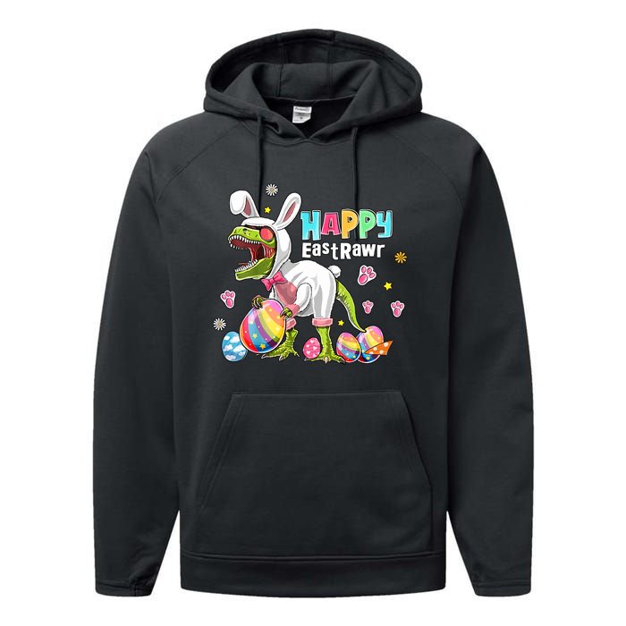 Happy Eastrawr Funny Easter Day Bunny Dinosaur T Rex Costum Easter Egg Performance Fleece Hoodie