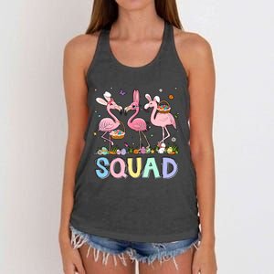 Happy Easter Flamingo Squad Easter Eggs Bunny Flamingo Lover Women's Knotted Racerback Tank