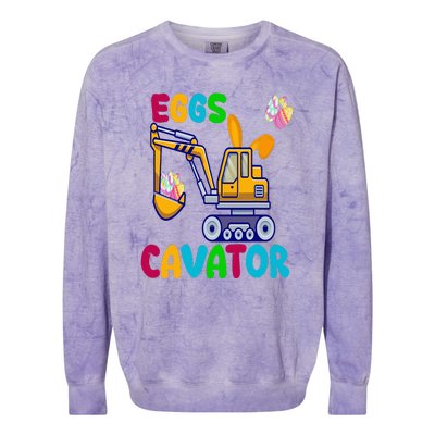 Happy Easter Funny Excavator Hunting Egg Colorblast Crewneck Sweatshirt