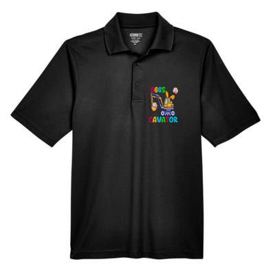 Happy Easter Funny Excavator Hunting Egg Men's Origin Performance Pique Polo