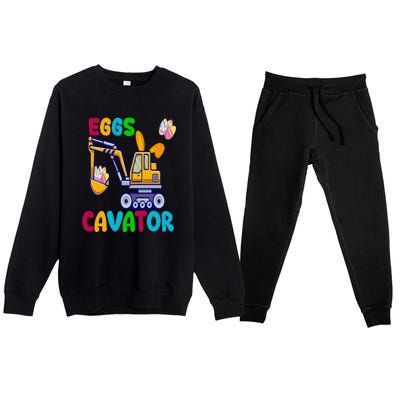 Happy Easter Funny Excavator Hunting Egg Premium Crewneck Sweatsuit Set