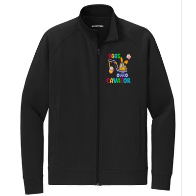 Happy Easter Funny Excavator Hunting Egg Stretch Full-Zip Cadet Jacket