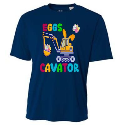 Happy Easter Funny Excavator Hunting Egg Cooling Performance Crew T-Shirt