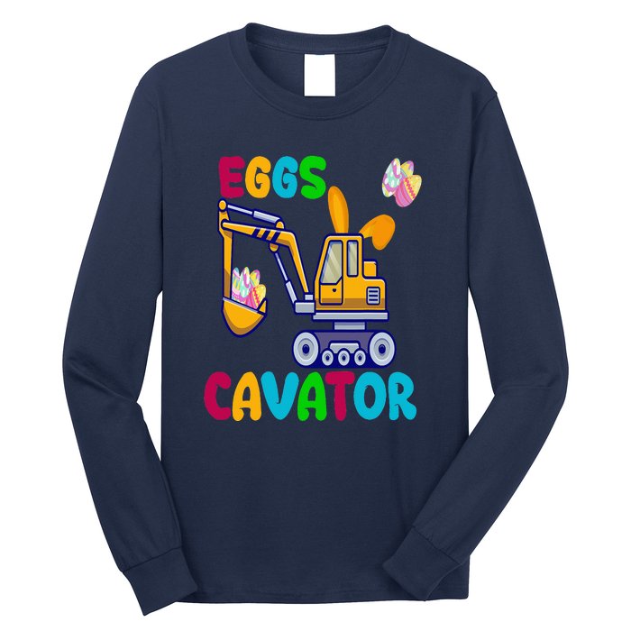 Happy Easter Funny Excavator Hunting Egg Long Sleeve Shirt